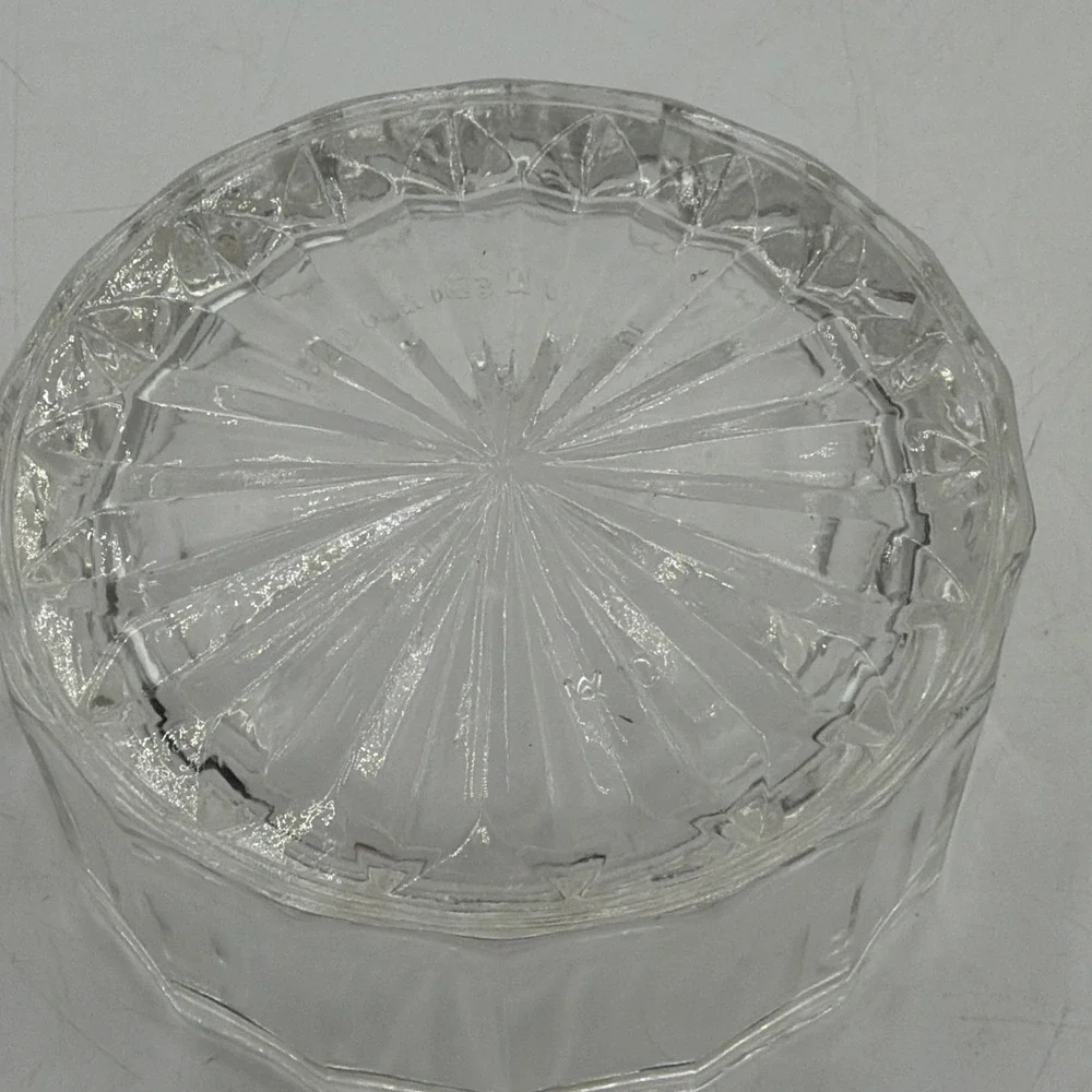Vintage Vanity Powder Dresser Jar Round Glass Silver Plated Jewelry Trinket Box